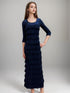 Ruffle Maxi Dress with 3/4 Sleeves - D213