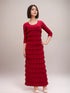 Ruffle Maxi Dress with 3/4 Sleeves - D213