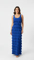 Long Ruffle Maxi Solid color Dress Sleeveless -D211
