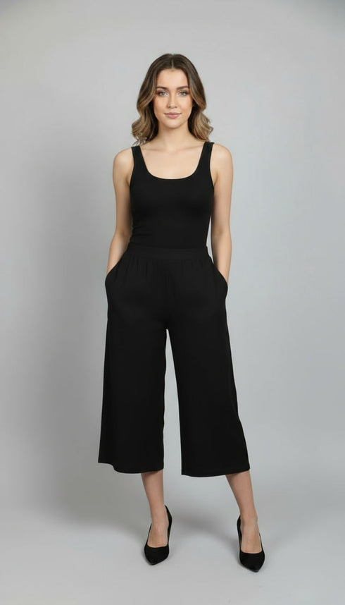 Royal Elastic waist wide leg Pull-on Gaucho - P006