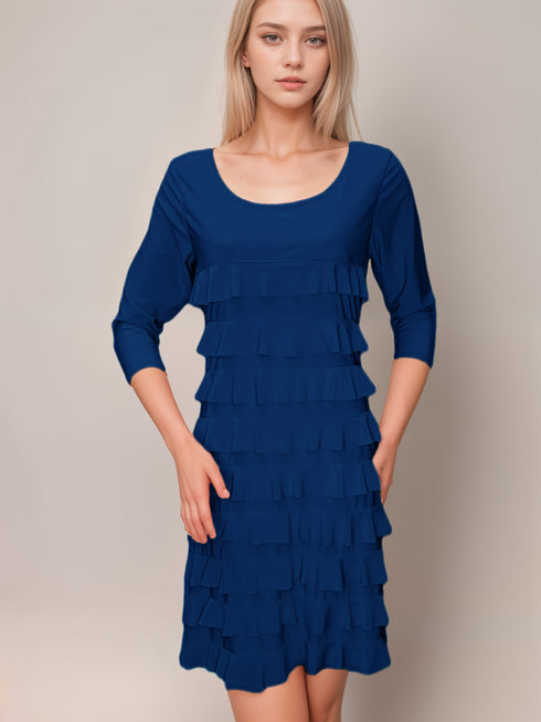 Women's Ruffle Dress 3/4 Sleeve - D049