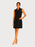 V NECK RUFFLED COLLER SLEEVE LESS DRESS - D096