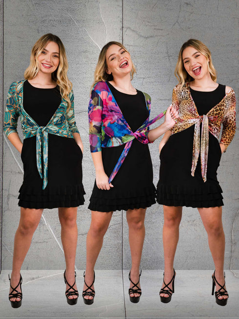 RUFFLE BOTTOM DRESS WITH SIDE SEAM POCKETS - D099