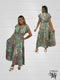 Short Sleeve Round Neck Smocked Waist Tiered Floral Flowy Maxi Dress - D10415