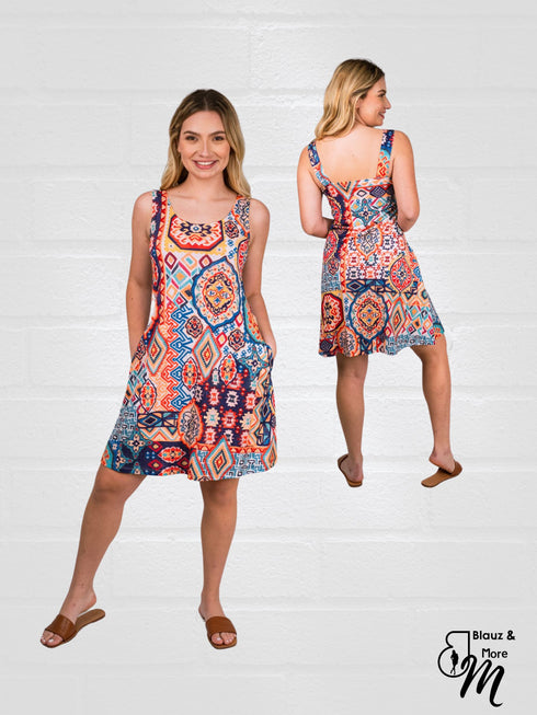 Ruffle Neck Sleeveless Sundresses For Women's - D2061