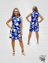 V NECK RUFFLED COLLER SLEEVE LESS DRESS - D2096