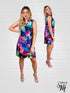 V NECK RUFFLED COLLER SLEEVE LESS DRESS - D2096