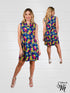 V NECK RUFFLED COLLER SLEEVE LESS DRESS - D2096