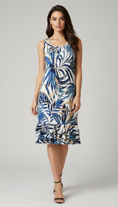 RUFFLE BOTTOM DRESS WITH SIDE SEAM POCKETS - D2099