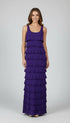 Long Ruffle Maxi Solid color Dress Sleeveless -D211