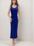 Ruffle Maxi Dress Sleeveless with Rhinestone on Neckline - D211-R