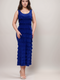 Ruffle Maxi Dress Sleeveless with Rhinestone on Neckline - D211-R
