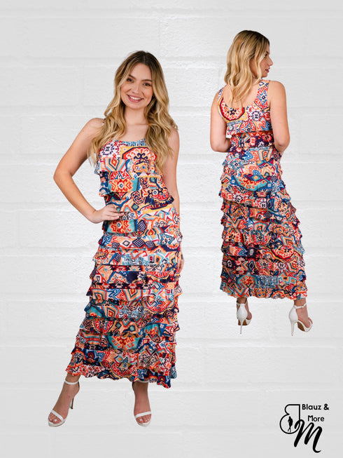 Ruffle Maxi Dress Sleeveless - D2211