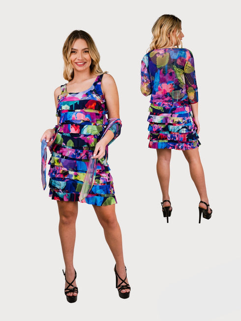 CHACHA Ruffle Knee length PRINTED Dress - D2760