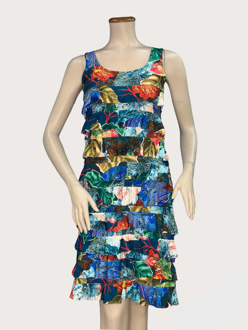 CHACHA Ruffle Knee length DIGITAL PRINT Dress - D2760