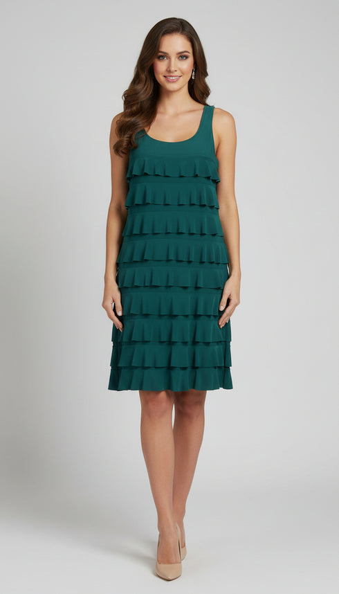 CHACHA Ruffle Sleeveless Knee Length Dress - D760