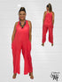 V-Neck Long Sleeveless Cotton JUMP SUITS - J6239