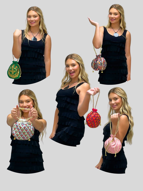 Jewelry Designer Women Potli Bags, Evening Handbags for women - Assorted Pot Shape