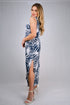 Sheath Silhouette V-Neckline Side Slit Maxi Dress - D052