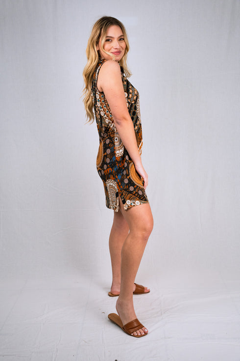 Madarine Collar Sleeveless Mini Bodycon Dress - D097