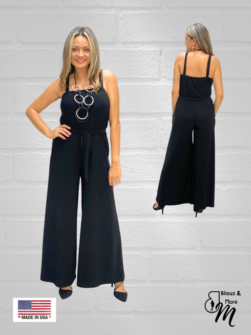 SPAGHETTI STRAP LONG PANT ROMPER JUMP SUIT WITH POCKET - J103