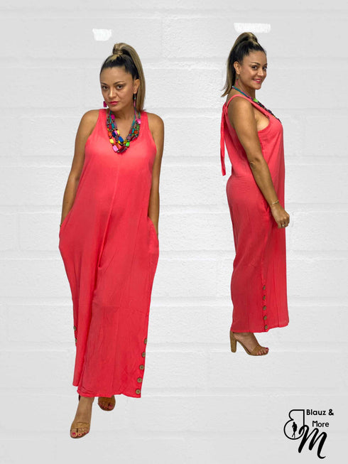 V-Neck Long Sleeveless Cotton JUMP SUITS - J6239