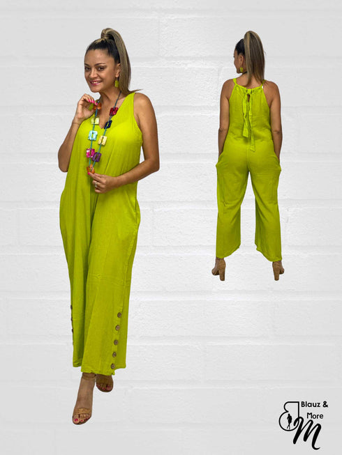 V-Neck Long Sleeveless Cotton JUMP SUITS - J6239