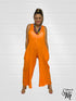 V-Neck Long Sleeveless Cotton JUMP SUITS - J6239