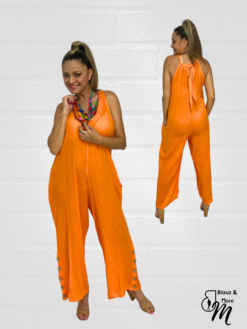 V-Neck Long Sleeveless Cotton JUMP SUITS - J6239