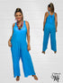 V-Neck Long Sleeveless Cotton JUMP SUITS - J6239