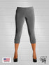Capri Length soft women's Legging. Three button trim at the leg opening emcees the look - P001