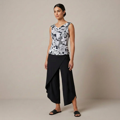 WIDE BAND WRAP PANTS - P049