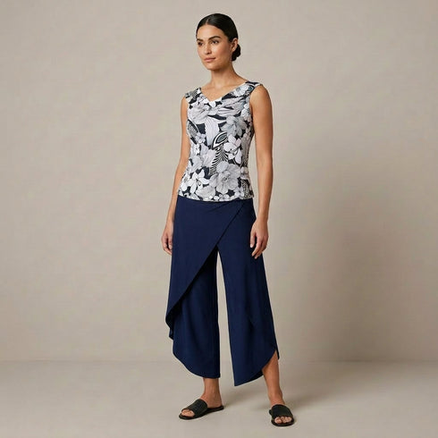 WIDE BAND WRAP PANTS - P049