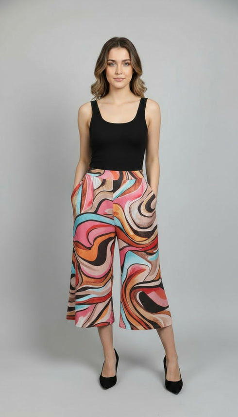 Royal Elastic waist wide leg Pull-on Gaucho - P2006