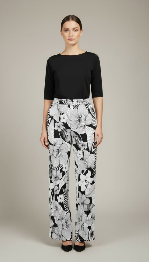 Mid Rise Straight Leg Pull-on Printed Palazzo - P2016