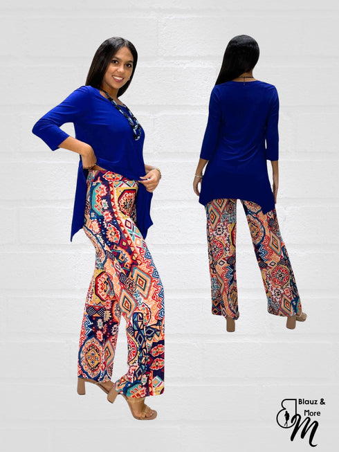 Mid Rise Straight Leg Pull-on Digital Print Palazzo Pants - DIGITAL