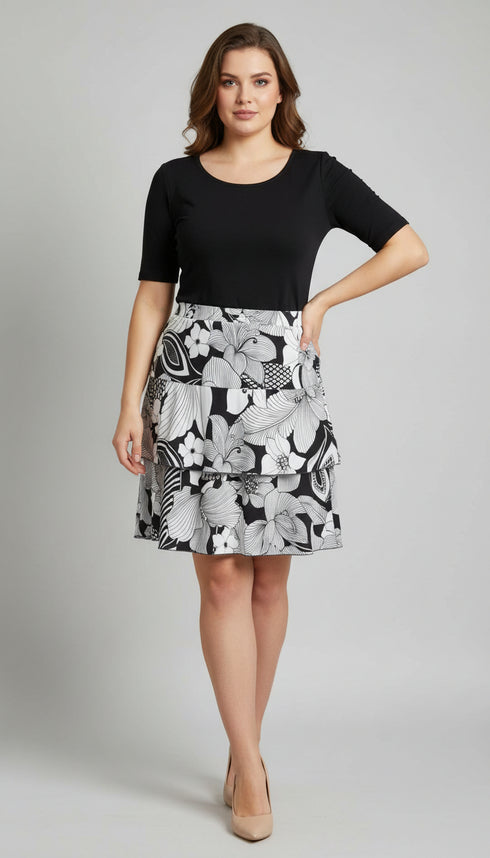 2 Tier DIGITAL PRINT SKORT with the Ruffle in the center - SH2001