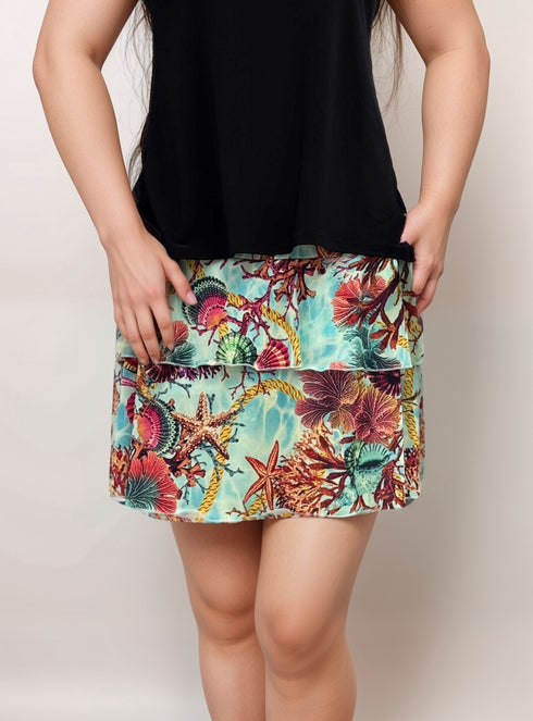 2 Tier DIGITAL PRINT SKORT with the Ruffle in the center - SH2001