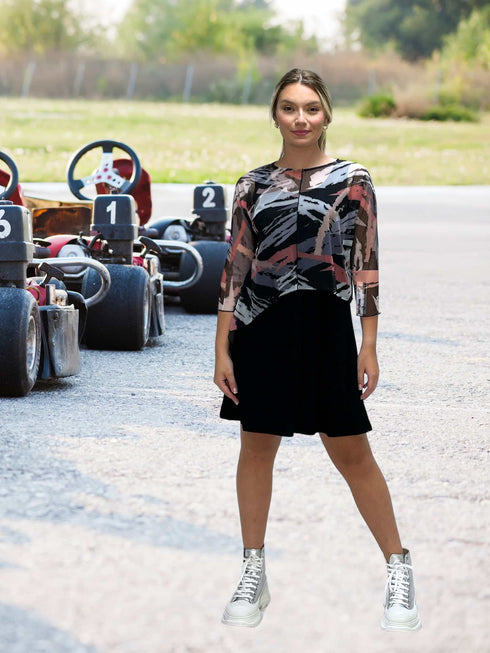 Asymmetrical Mesh See - Through Poncho Top - T2637