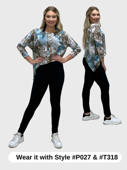 Asymmetrical Mesh See - Through Poncho Top - T2637