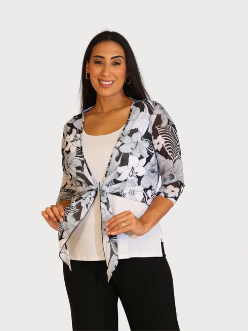 3/4 SLEEVES TIE FRONT BOLERO - T2652