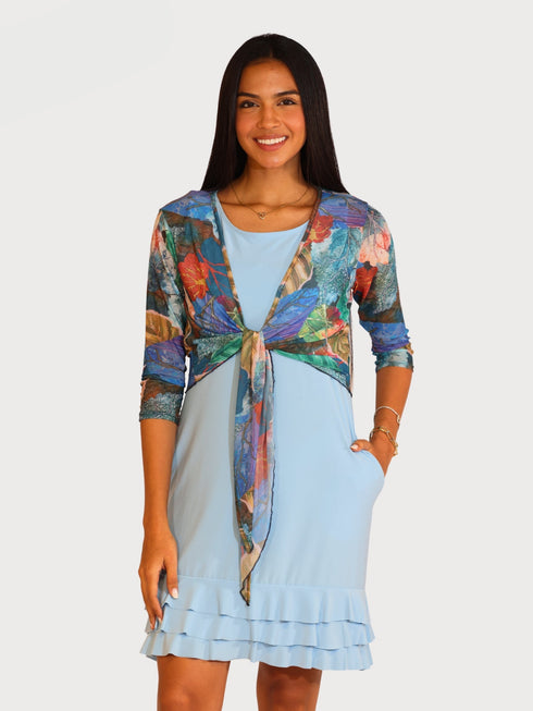 3/4 SLEEVES TIE FRONT BOLERO - T2652