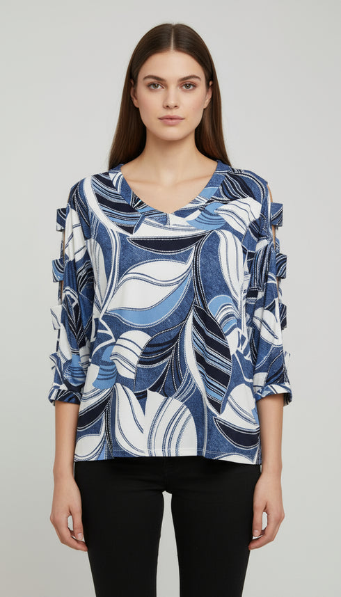 Sleeve V-Neck Top - T2706