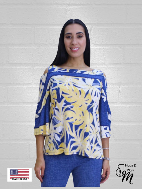 Cold Shoulder Color Block Top-T504