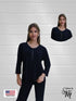 Zipper Front V Neck 3/4 Sleeve Tunic Top - T610