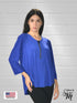 Zipper Front V Neck 3/4 Sleeve Tunic Top - T610