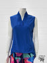 Stand Collar Pleated Frilled Ruffle Sleeveless Top - T623