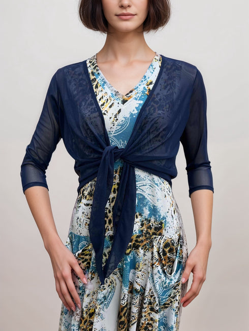 3/4 SLEEVES TIE FRONT BOLERO - T652