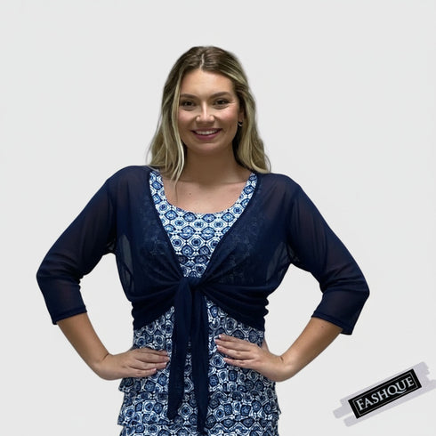 3/4 SLEEVES TIE FRONT BOLERO - T652
