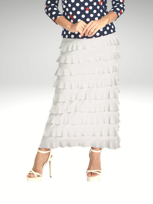 Pleated Ruffle long tiered Skirt - SK012